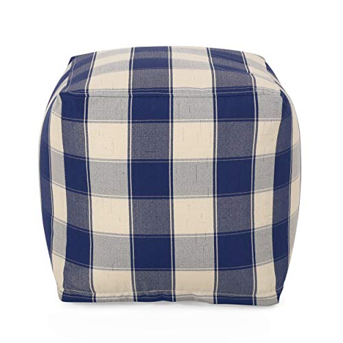 Christopher Knight Home Pouf, Ivory + Navy Blue #TOP16