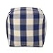 Christopher Knight Home Jacqueline Modern Fabric Checkered Cube Pouf, Ivory + Navy Blue