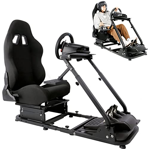 Hottoby G920 Racing Simulator Seat with Racing Seat fits PC Xbox PS4 Racing Cockpit Steering Wheel Stand for Logitech G25 G27 G29 G923 Thrustmaster Racing Wheel Shifter and Pedals NOT Include
