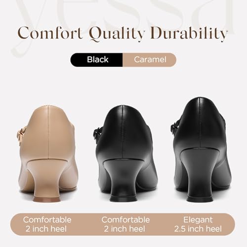 YESSA T-Strap Character Shoes for Women Dance Shoes 1920s Shoes for Ballroom Latin Salsa Folklorico Flamenco Tango Swing 2"/2.5"4