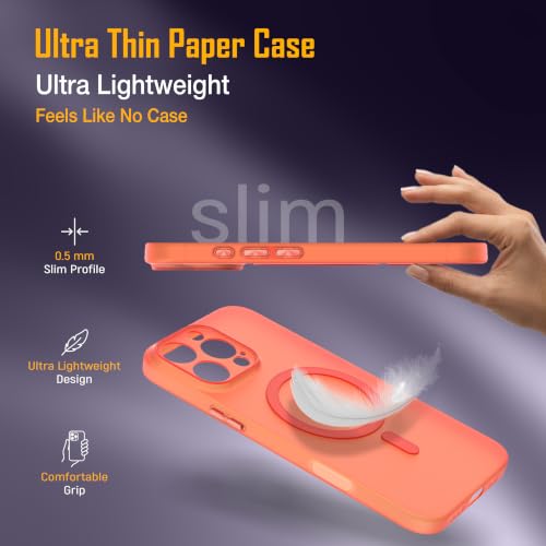 Image of ZAP CASE Paper Thin Case for iPhone 16 Pro Max | Ultra-Slim 0.5 mm Back Cover | Metal Buttons | Lightweight | Matte Finish | Anti-Fingerprint | Scratch Resistant | Camera Protection | Magsafe | Orange