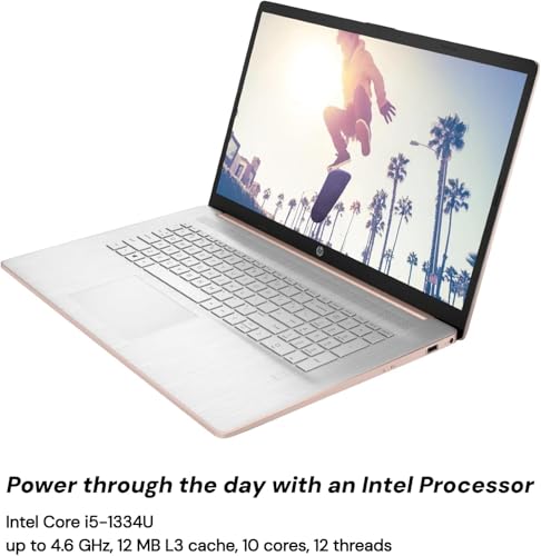 Image of HP 17 Laptop Computer for Business and Students, 17.3 inch HD+ Display, Intel 10-Core i5-1334U,Windows 11 Pro, Numeric Keypad,Rosegold (32GB RAM | 1TB SSD)