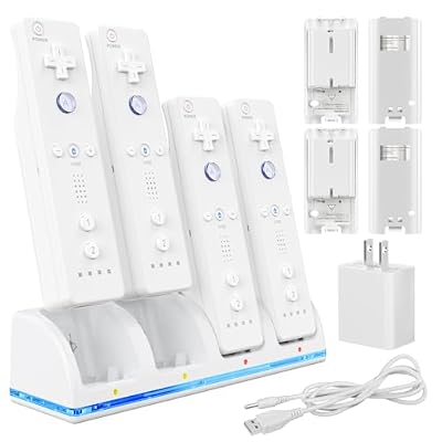 KEKUCULL Remote Controller Charger Station for Wii/Wii U with 4 Pack 2800mAh&hellip;