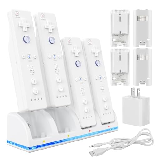 KEKUCULL Remote Controller Charger Station for Wii/Wii U with 4 Pack 2800mAh Rechargeable Battery Pack, Charging Dock Station for Wii Controller, Remotes are not Included