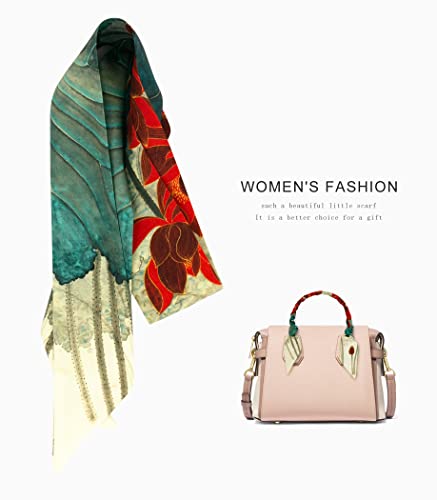 Mengmeng Angel Women's Chinese Classic Style Printed Neckerchief Hair Tie Band Handbag Handle Ribbon Skinny Scarf #TOP1