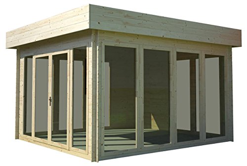 Flachdach-Gartenhaus Sonneninsel – 3,50 x 3,70 Meter aus 28 mm Blockbohlen - 6