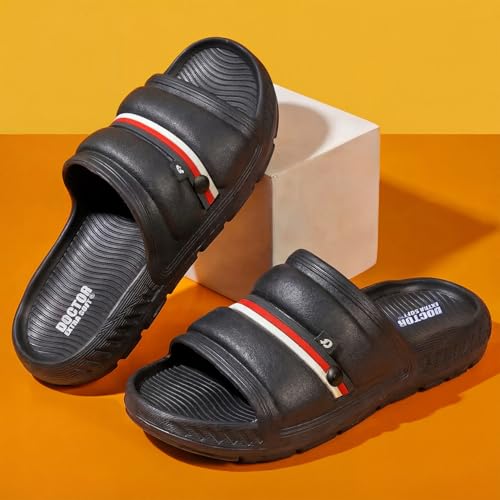 Image of DOCTOR EXTRA SOFT Men's Classic Ultra Soft Sliders /Slippers with Cushion FootBed for Adult | Comfortable & Light Weight | Stylish & Anti-Skid | Waterproof & Everyday Flip Flops for Gents /Boys D-527