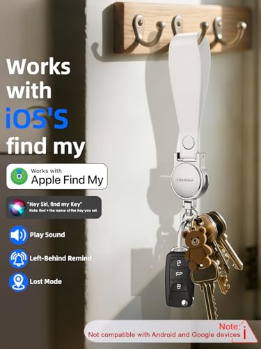 Image of Keychain, Works with Apple Find My, Leather Car Keychain Key Holder Key Chain with Anti-Lost Keys Finder Tracker