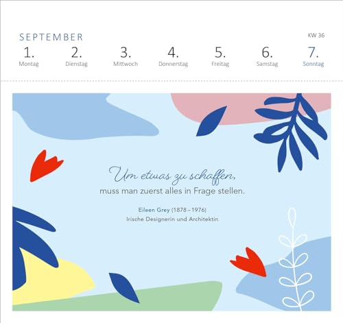 Postkartenkalender Kluge Frauen 2025: Wochenkalender 2025, 53 Postkarten mit Zitaten von bekannten Frauen