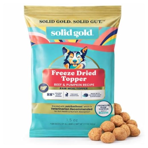 Solid Gold Freeze Dried Dog Food - W/Real Beef, Pumpkin & Superfoods - Freeze Dried Raw Dog Food Toppers for Picky Eaters to Serve as a Nutrient-Dense Meal Topper or High Protein Treats - 1.5oz