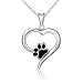 SILVER MOUNTAIN 925 Sterling Silver Forever Love Heart Puppy Paw Pendant Necklace for Women, Rolo Chain 18"