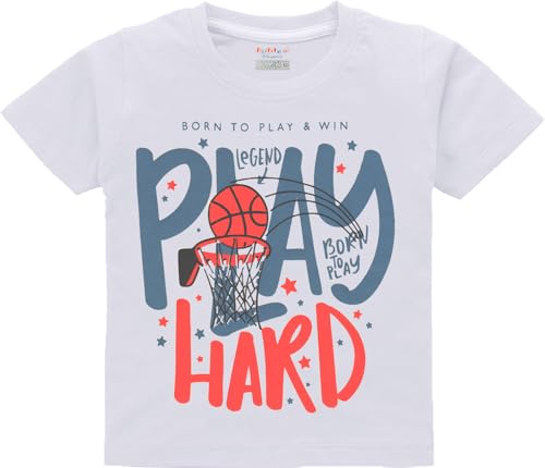 Image of kiddeo Boys Cotton Printed Regular Fit T-Shirt(Pack of 5)