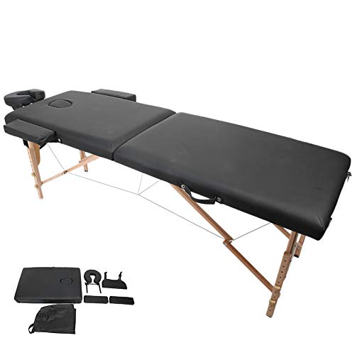 Cikonielf Cama de Masaje Plegable con Reposacabezas y Apoyabrazos Desmontables, Camilla Masaje Portátil y Profesional, Altura Ajustable