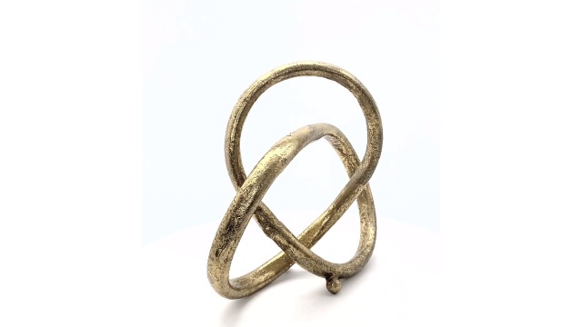 Escultura Decorativa Abstracta Danya B en Metal Dorado miniatura 6