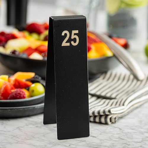 TableCraft 12796 Vertical Table Tent Number Signs, 1-25 Set, Double-Sided Stainless Steel with Black Powder Coated Finish, Laser Engraved, Ideal for Restaurants, Banquets, Cafes by Tablecraft - Image 2