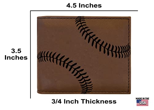 Rogue River Tactical Baseball Men's Leather Bifold Wallet RFID Gift For Him Dad Father Billfold Father's Day Gift Stitch4