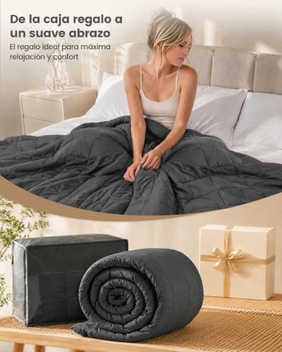 Miniatura 8 de Good Nite Manta Ponderada Manta Con Peso Para Adultos Para Aliviar El Estrés Manta Pesada Para Sentidos Tranquilos Gris, 6 Kg, 125 X 180 Cm