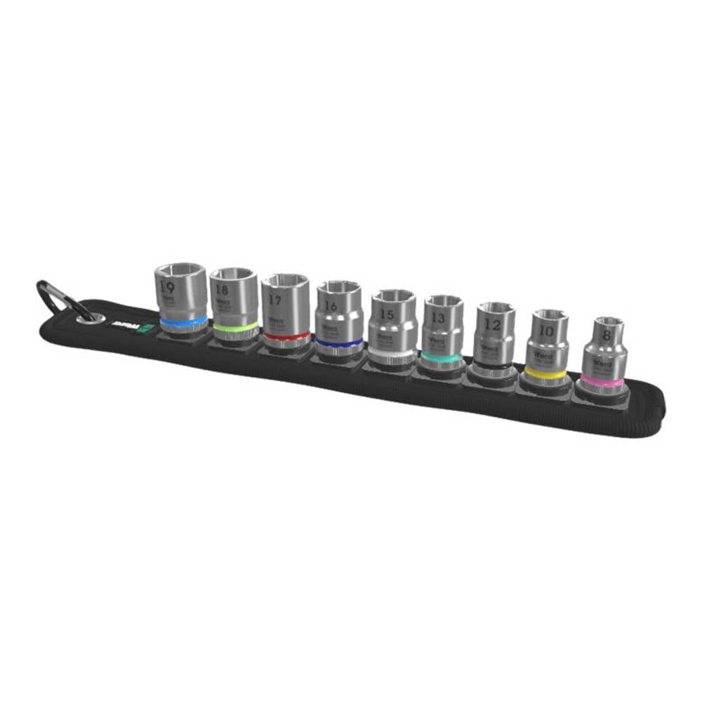 Wera 05003973001 Belt B 4 Juego de vasos de llave Zyklop, de arrastre de 3/8", 9 piezas, 3/8", Juego de 9 piezas