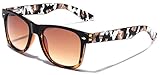 Animal Print Ladies Retro Fashion Sunglasses - Black & Brown