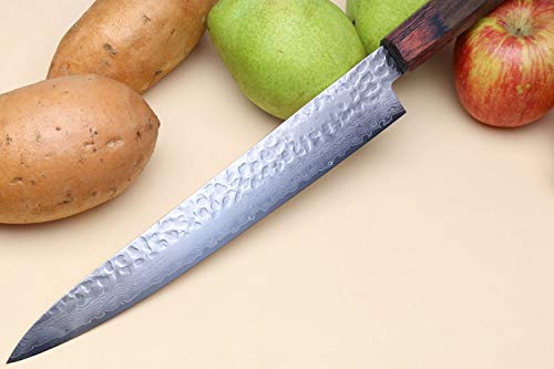 Yoshihiro Vg-10 46 Layers Hammered Damascus Sujihiki Japanese Slicer Knife (9.5'' (240Mm) Rosewood Handle) #TOP2