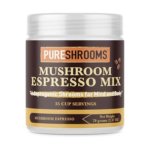 PureShrooms Instant Mushroom Espresso Blend - Organic Adaptogenic Coffee with Lion's Mane, Reishi, Cordyceps - Arabica & Robusta Blend, 70g - Mental Clarity & Physical Boost, 35 Servings Cover