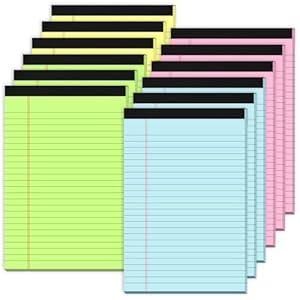 Zaviko Legal Blöcke, 12 x 20 cm, farbige Notizblöcke, 12 Stück, kleine Rechtsblöcke, 12 x 20 cm, College-liniert, farbige Notizblöcke, 5 x 8 linierte Papierblöcke, liniertes Notizpapier, 5 x 8 Blöcke