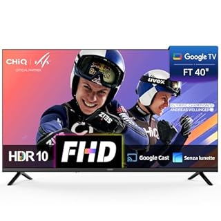 CHiQ L40FT Smart TV 40" (100 cm), Full HD, HDR10, Google TV OS, Dolby Audio & dbx-tv, Tuner Triplo DVB-C/T/T2/S/S2, Chromecast Incorporato, Design Metallico Senza Cornice HEVC Main 10