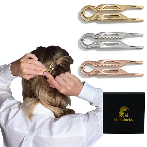 Fallinlocks 3 Pcs French Hair Pins for Women 2.36 Small Elegant & Durable Metal U Shaped Hairpins for Thick or Thin Hair and Hairstyles Secure Hold All Day Comfortable Fit | Ideal Gifts for Women