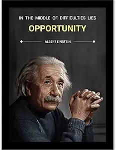 ARAkri - Albert Einstein motivational Quotes Wall painting with Frame for home office walls (14 inch X 11 inch, Framed)