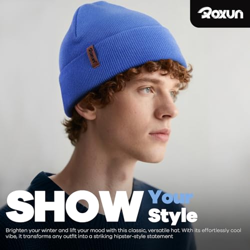Image of ROXUN Beanie for Men /Women Winter Hat Soft Warm Unisex Skull Stocking Cap | cuffed beanie,stretch-knit fit ,suits daily wear,hiking, skiing cycling