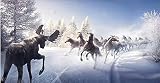 YHKTYV Orignal Et Chevaux dans La Neige De Rêve DIY Puzzle en Bois Jeu De Puzzle Premium Décoration De Maison 1500 Pcs Activité Amusante Décompressez Les Jouets Activité Amusante