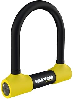 Oxford LK220 - Candado D de alta seguridad para motocicleta con alarma de 120 dB, color amarillo