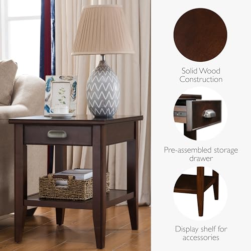 Image of Leick Home Laurent End Table, 24 inch, Chocolate Cherry