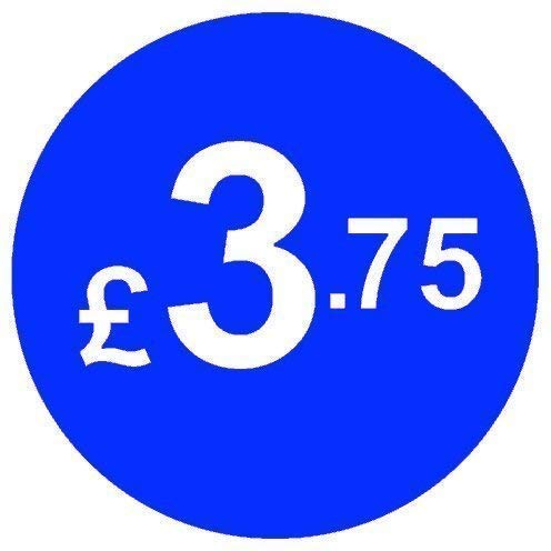 from 99p to £10 - Pack of 200 Blue 20mm Price Stickers/Sticky Labels (Blue £3.75)
