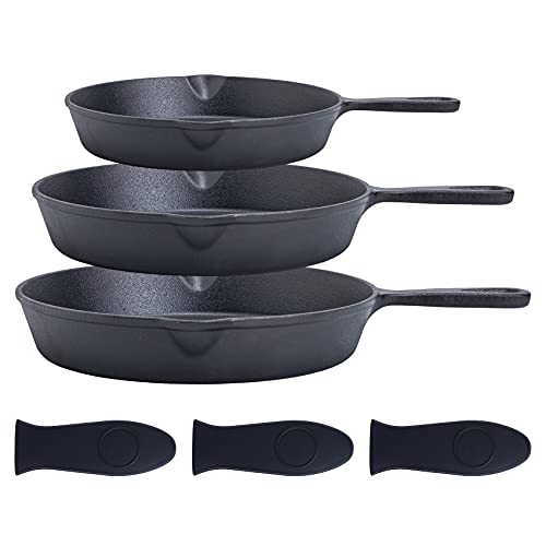 Pre Seasoned Cast Iron 6 Piece Bundle Gift Set, Double Dutch, 3 Piece Skillet & Chainmail, 6” + 8” + 10” Set Of 3 Cast Iron Frying Pans Cookware Set (6Pc With Accessories) #TOP2