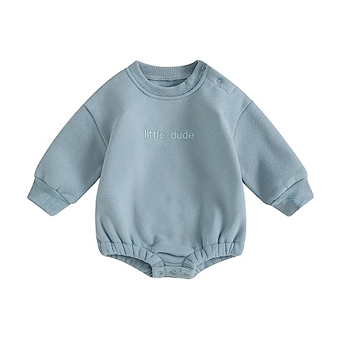 VISGOGO Newborn Infant Baby Boy Girls Oversized Romper Little Dude Sweater Onesie Coming Home Outfit Neutral Clothes