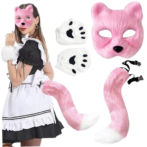 Masque de Therian en peluche douce avec gants patte haut de gamme