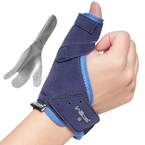 Willcom Férula para el Pulgar para el Dolor de Artritis y Soporte, Férula Spica y Muñequera para la Tenosinovitis de De Quervain, Tendinitis y Lesiones (Versión con Insertos de Aluminio,S,12.5-14.5CM)