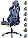 Delman Gaming Stuhl Bürostuhl Racing Stuhl Gamer Ergonomischer Stuhl Einstellbare Armlehne Einteiliger Stahlrahmen Einstellbarer Neigungswinkel 02-1004 (Schwarz-Blau)