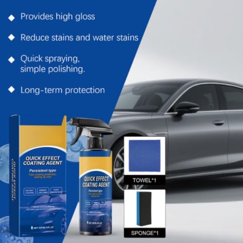 Choimix Car Polish, Quick Effect Car Coating Spray, Multi-Purpose Scratch, Hydrophobic Protection, Oil Film Removal, Waterless Wash & Polish, Shine & Glass Cleaner,1pc - 4