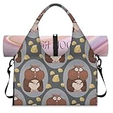 Bolsa de lona deportiva con diseño de hámsters de dibujos animados con compartimento para zapatos, para fin de semana, para pasar la noche, para gimnasio, yoga, viajes, color, L, Bolsa de viaje
