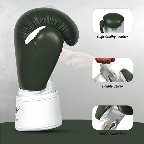Image of Boxing Gloves - Faux Leather Training Gloves with Hook and Loop Velcro Closure for Long-Lasting Strength and Durability