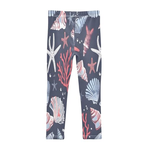 Toddler Girls Leggings Printed Yoga Pants Leggings Sea Shells Red Coral for Kids2
