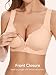 Angelhood Seamless Front Closure Bras for Women with Jelly Soft Support, Smoothing Padded Bralette, Wireless Snap Closing Bras Nude