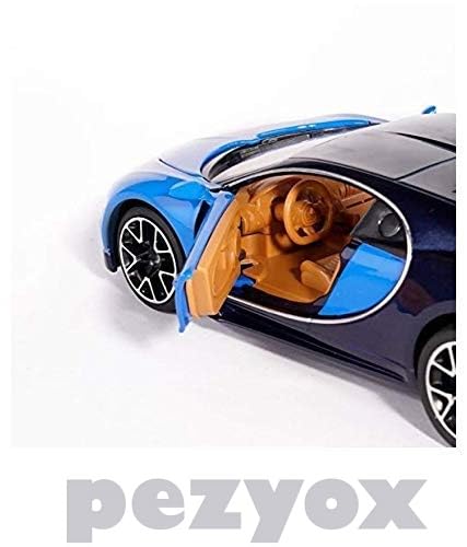 Image of 1:32 Scale Bugatti Chiron Die-Cast Metal Car with Sport car Openable Doors Light and Sound,Pull Back Function Indoor Outdoor Toy for Kids. (Blue)