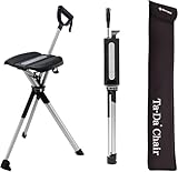 Ta Da Chair Series 2   Canne de Marche avec siège, Cadre léger en Aluminium, Tabouret Pliable Robuste (jusqu'à 136 kg), Facile à Plier, idéal pour randonnée et activités en Plein air   Noir, 92cm