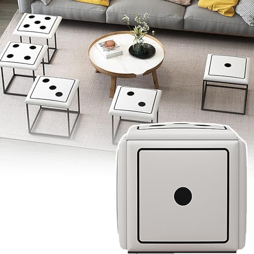 Tabouret de table basse combiné pour petit salon cosy | Pouf de rangement modulable