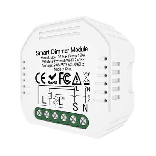 Mini Interruttore Dimmer WIFI 2,4G, Triac Dimmer, Taglio di Fase Con Pulsante, 220V Max 150W, APP TUYA Smart Life, 52x47x18mm, Usa 2 Push Switch Come Deviatore