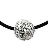 Edle Silber Kugel, angefertigt aus massiven 925er Sterling Silber Nuggets - auf Hochglanz poliert - galvanisch gegen Anlaufen geschützt - Durchmesser ca. 18 mm - Gewicht ca. 6 Gramm - dazu gibt es ein Collier aus schwarzem Kautschuk mit einem Karabiner Verschluss und einem Verlängerungs Kettchen - hochwertige Goldschmiedearbeit aus Deutschland