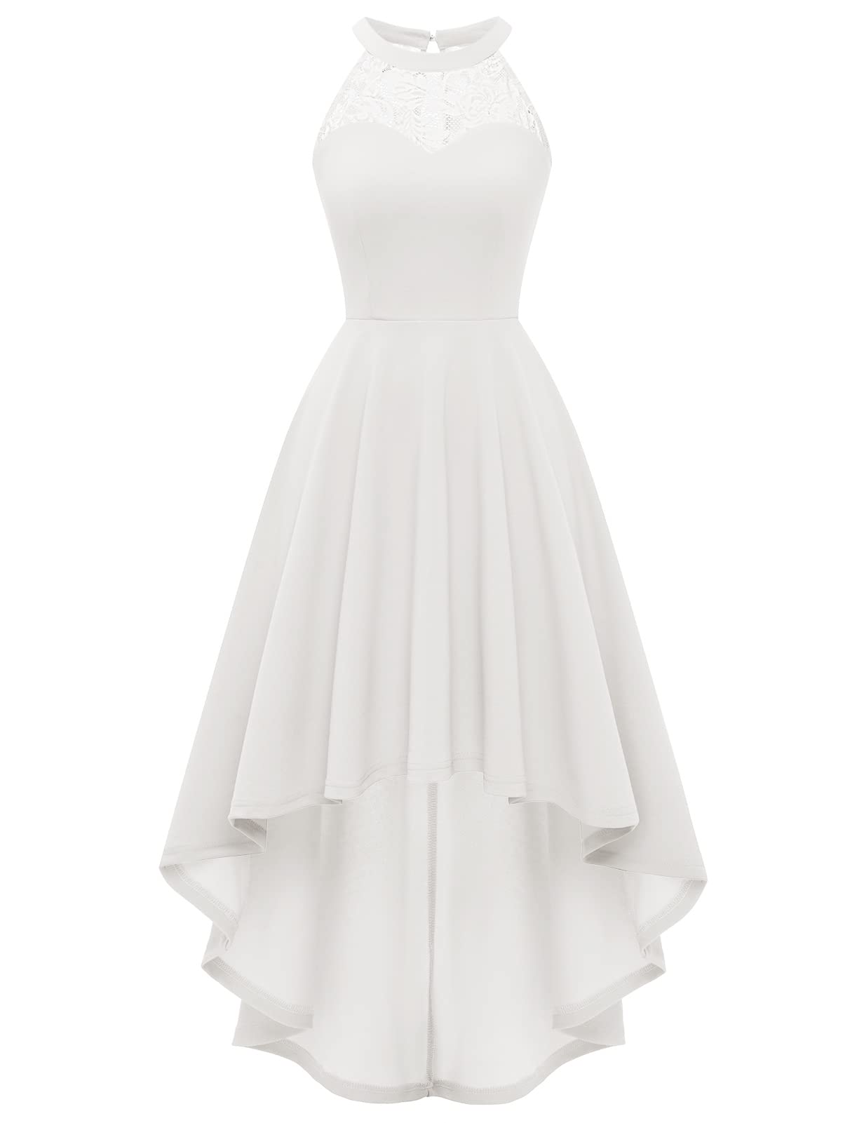 Bbonlinedress Abito Estivo delle Donne Halter Alto Basso Abito da Cocktail Abiti Festivi Abito da Sposa Abiti da Sera Eleganti per Matrimonio-1Ivory 3XL